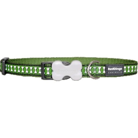 RED DINGO Dog Collar Reflective Green, Large RE437127